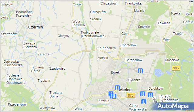 mapa Złotniki gmina Mielec, Złotniki gmina Mielec na mapie Targeo