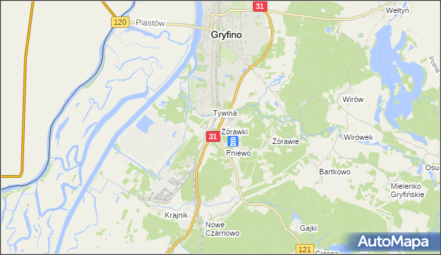 mapa Żórawki, Żórawki na mapie Targeo