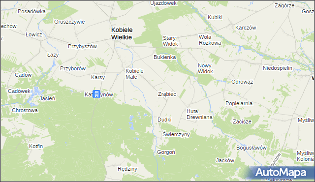mapa Zrąbiec, Zrąbiec na mapie Targeo