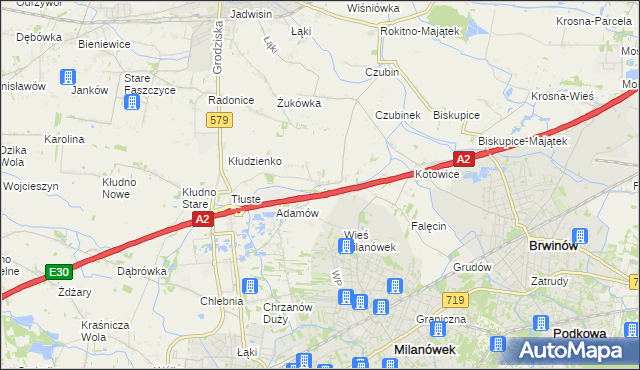 mapa Żuków gmina Grodzisk Mazowiecki, Żuków gmina Grodzisk Mazowiecki na mapie Targeo