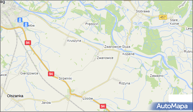 mapa Zwanowice gmina Skarbimierz, Zwanowice gmina Skarbimierz na mapie Targeo