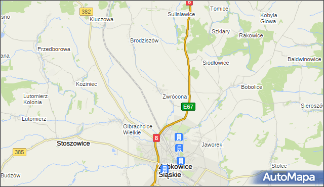mapa Zwrócona, Zwrócona na mapie Targeo