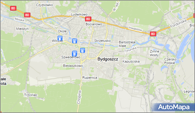 mapa Bydgoszczy, Bydgoszcz na mapie Targeo