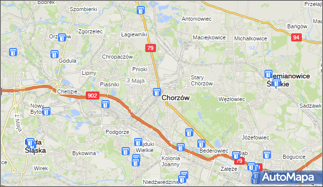 mapa Chorzów, Chorzów na mapie Targeo