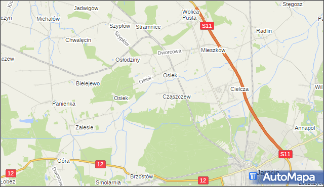 mapa Cząszczew, Cząszczew na mapie Targeo