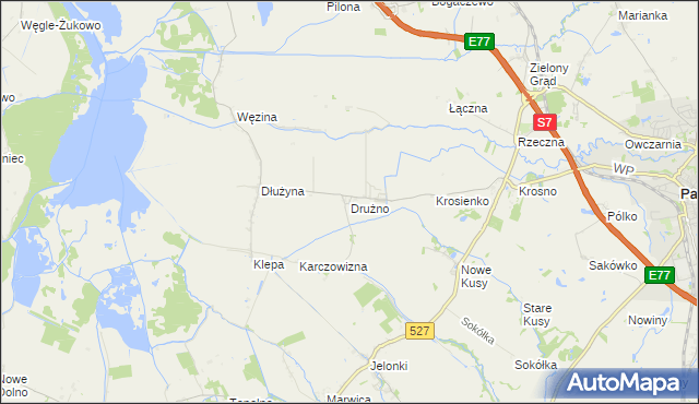 mapa Drużno, Drużno na mapie Targeo