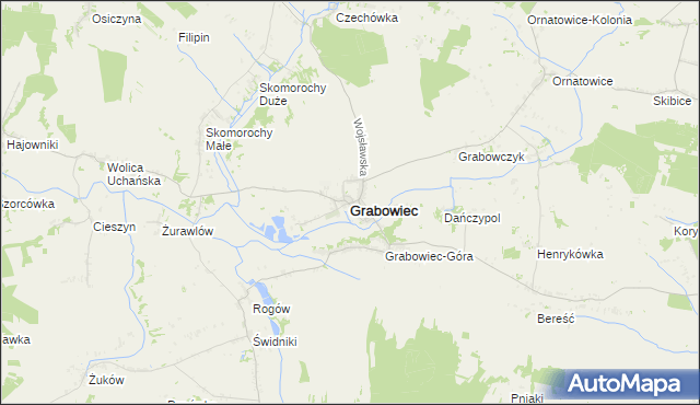 mapa Grabowiec powiat zamojski, Grabowiec powiat zamojski na mapie Targeo