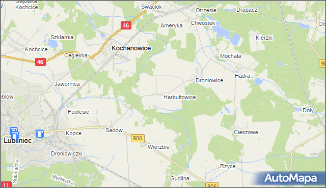 mapa Harbułtowice, Harbułtowice na mapie Targeo