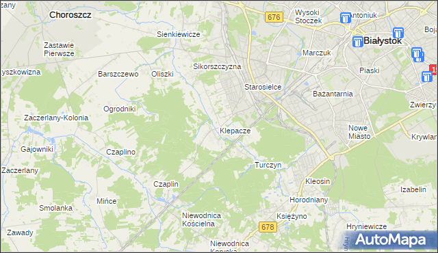 mapa Klepacze gmina Choroszcz, Klepacze gmina Choroszcz na mapie Targeo