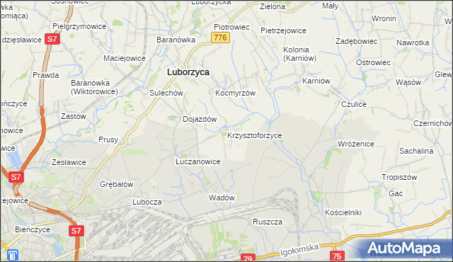 mapa Krzysztoforzyce, Krzysztoforzyce na mapie Targeo