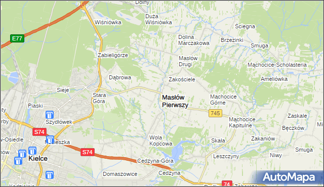 mapa Masłów Pierwszy, Masłów Pierwszy na mapie Targeo