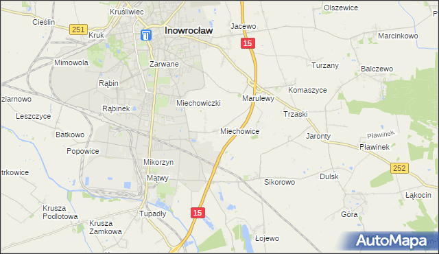 mapa Miechowice gmina Inowrocław, Miechowice gmina Inowrocław na mapie Targeo