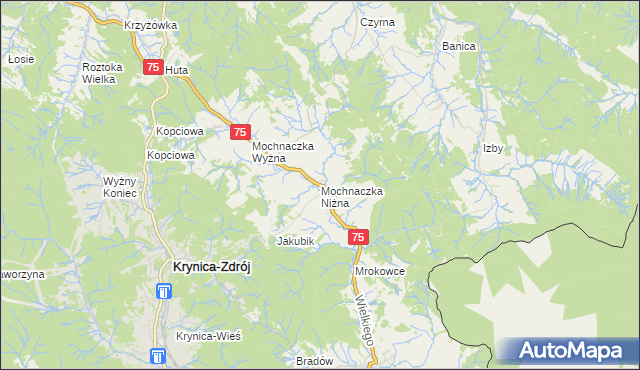 mapa Mochnaczka Niżna, Mochnaczka Niżna na mapie Targeo