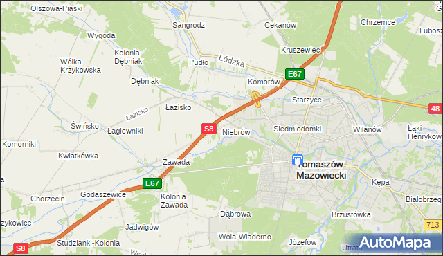 mapa Niebrów, Niebrów na mapie Targeo