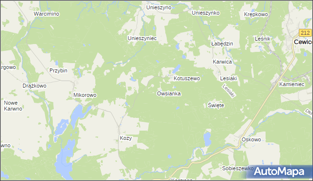 mapa Owsianka gmina Czarna Dąbrówka, Owsianka gmina Czarna Dąbrówka na mapie Targeo