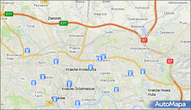 mapa Prądnik Czerwony, Prądnik Czerwony na mapie Targeo