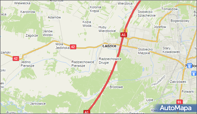 mapa Radziechowice Drugie, Radziechowice Drugie na mapie Targeo