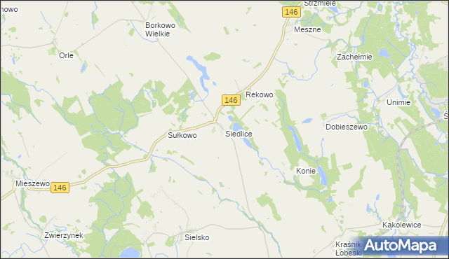 mapa Siedlice gmina Radowo Małe, Siedlice gmina Radowo Małe na mapie Targeo