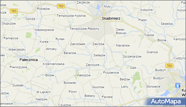 mapa Sietejów, Sietejów na mapie Targeo