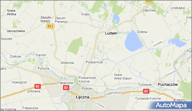mapa Stara Wieś-Kolonia gmina Łęczna, Stara Wieś-Kolonia gmina Łęczna na mapie Targeo