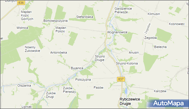 mapa Stryjno Drugie, Stryjno Drugie na mapie Targeo