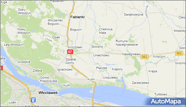 mapa Uniechowo, Uniechowo na mapie Targeo