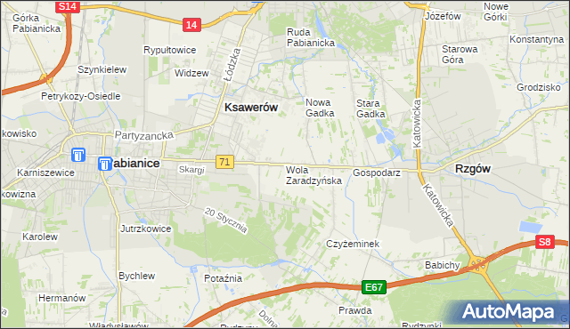 mapa Wola Zaradzyńska, Wola Zaradzyńska na mapie Targeo