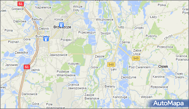 mapa Zasole, Zasole na mapie Targeo