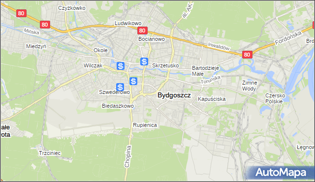 mapa Bydgoszczy, Bydgoszcz na mapie Targeo