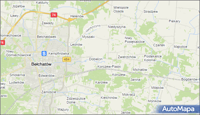 mapa Dobiecin Osada, Dobiecin Osada na mapie Targeo