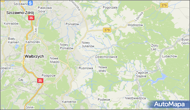 mapa Dziećmorowice, Dziećmorowice na mapie Targeo