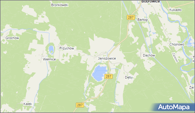 mapa Janiszowice gmina Bobrowice, Janiszowice gmina Bobrowice na mapie Targeo