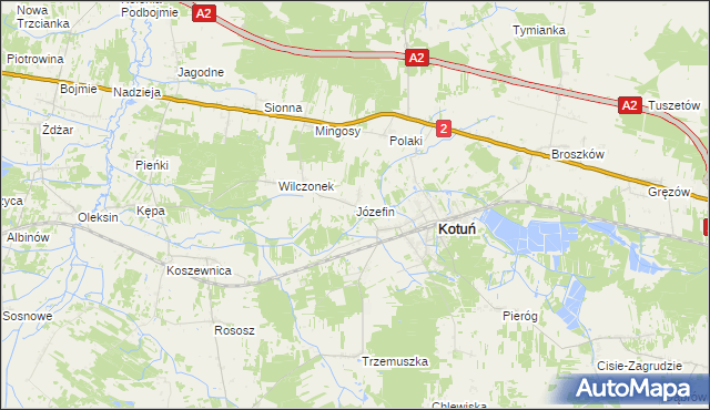 mapa Józefin gmina Kotuń, Józefin gmina Kotuń na mapie Targeo