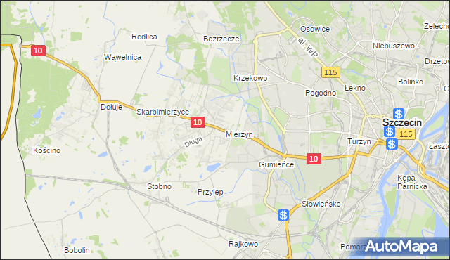 mapa Mierzyn gmina Dobra (Szczecińska), Mierzyn gmina Dobra (Szczecińska) na mapie Targeo