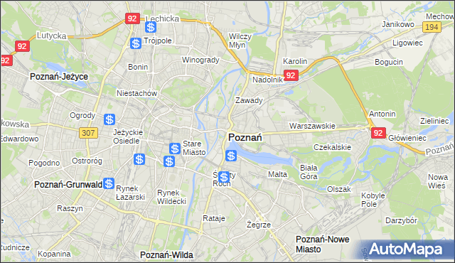 mapa Poznania, Poznań na mapie Targeo