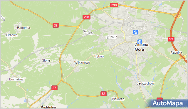 mapa Rybno gmina Świdnica, Rybno gmina Świdnica na mapie Targeo