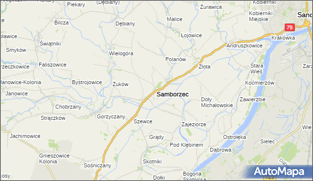 mapa Samborzec, Samborzec na mapie Targeo