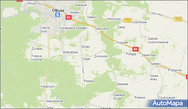 mapa Zimnodół, Zimnodół na mapie Targeo