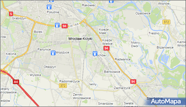 mapa Brochów gmina Wrocław, Brochów gmina Wrocław na mapie Targeo