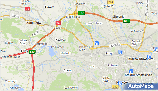 mapa Bronowice Małe, Bronowice Małe na mapie Targeo