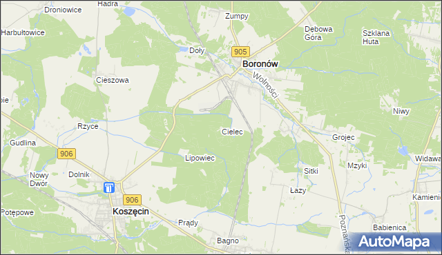 mapa Cielec, Cielec na mapie Targeo