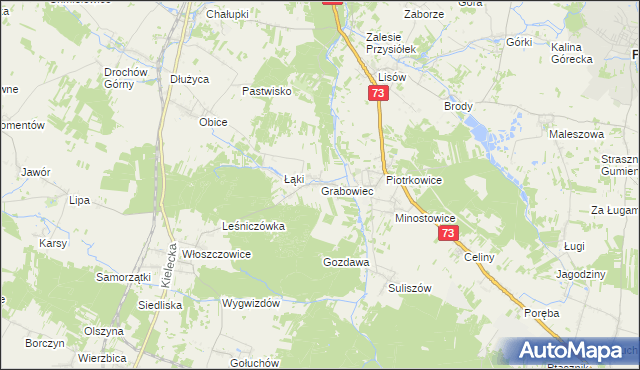 mapa Grabowiec gmina Chmielnik, Grabowiec gmina Chmielnik na mapie Targeo