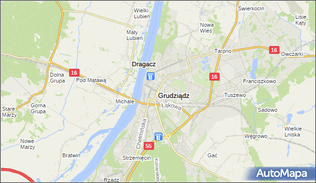 mapa Grudziądza, Grudziądz na mapie Targeo