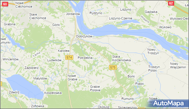 mapa Nowa Korzeniówka, Nowa Korzeniówka na mapie Targeo