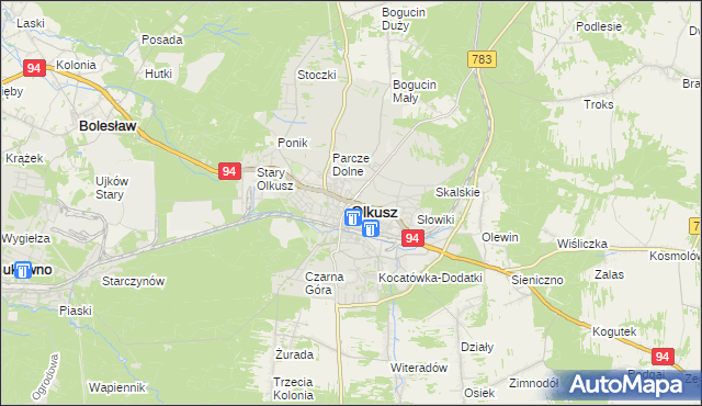 mapa Olkusz, Olkusz na mapie Targeo