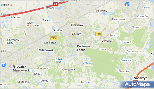 mapa Podkowa Leśna, Podkowa Leśna na mapie Targeo