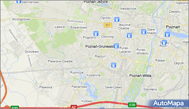 mapa Raszyn gmina Poznań, Raszyn gmina Poznań na mapie Targeo