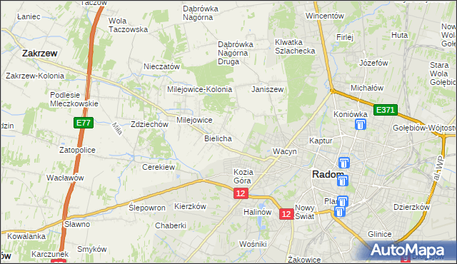 mapa Wacyn, Wacyn na mapie Targeo