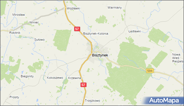 mapa Bisztynek, Bisztynek na mapie Targeo