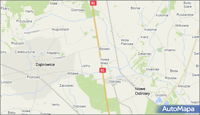 mapa Nowa Wieś gmina Nowe Ostrowy, Nowa Wieś gmina Nowe Ostrowy na mapie Targeo